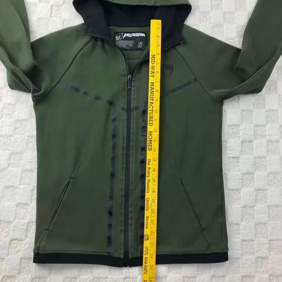 Venum Hoodie Sweatshirt Mens Small Green Full Zip MMA Fighting Training * - Picture 9 of 14